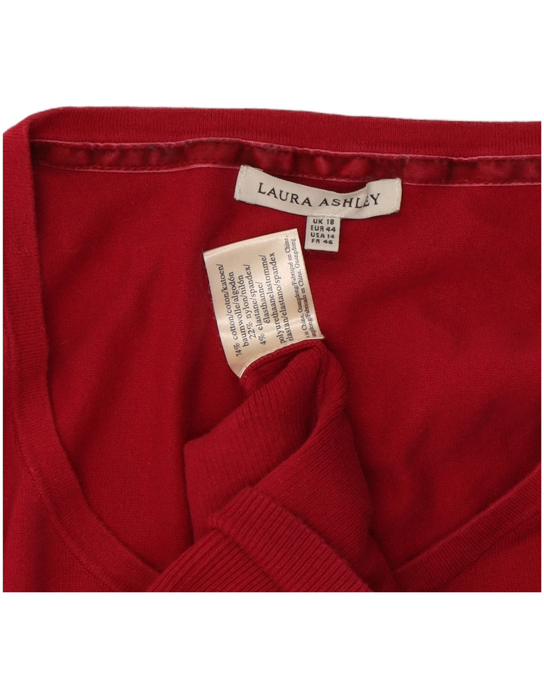 LAURA ASHLEY Ženski džemper s 3/4 rukavima s dugmadima i izrezom UK 18 XL Crveni