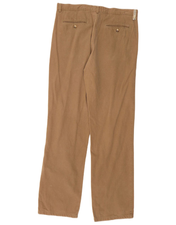 TRUSSARDI Muške ravne chino hlače IT 50 Large W34 L34 Beige Pinstripe