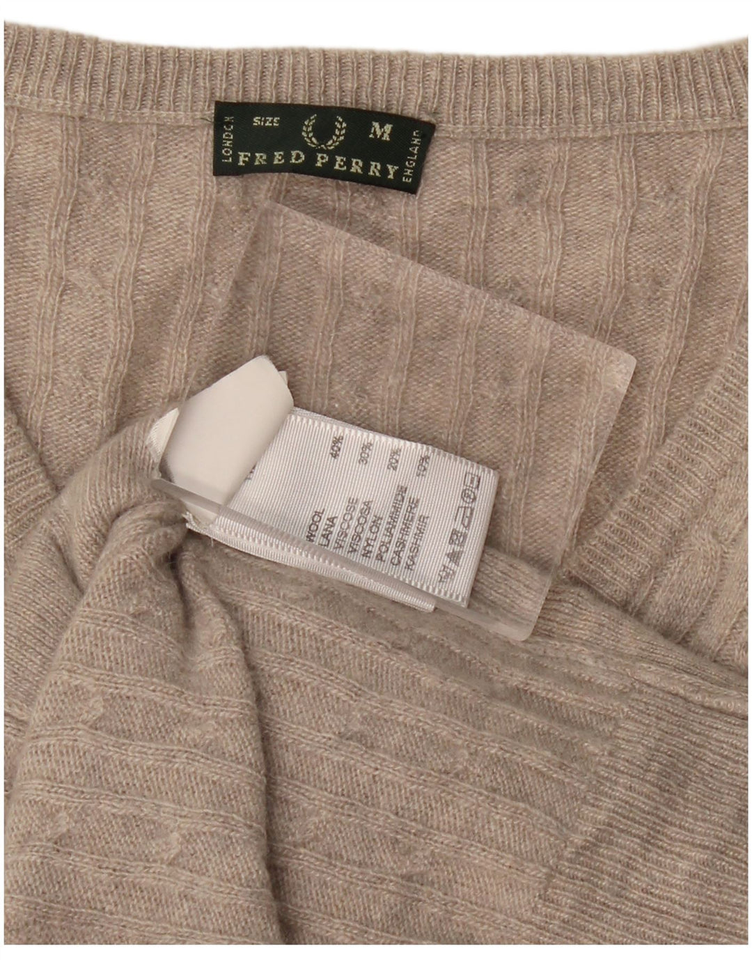 FRED PERRY Ženski džemper s V-izrezom UK 12 Srednje siva vunena