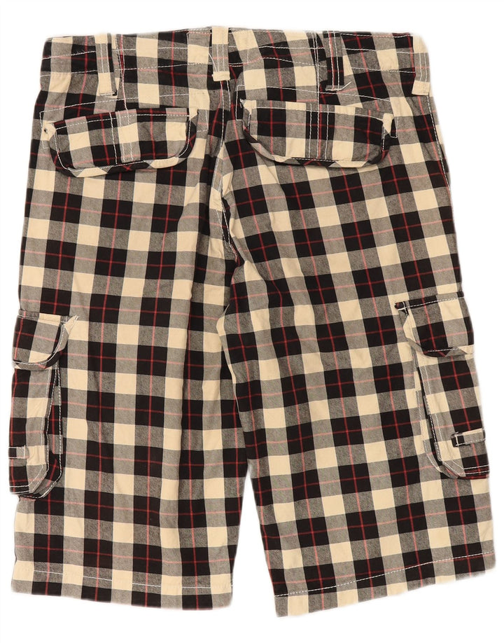 Vintage muške kargo kratke hlače W34 veliki crni karirani pamuk