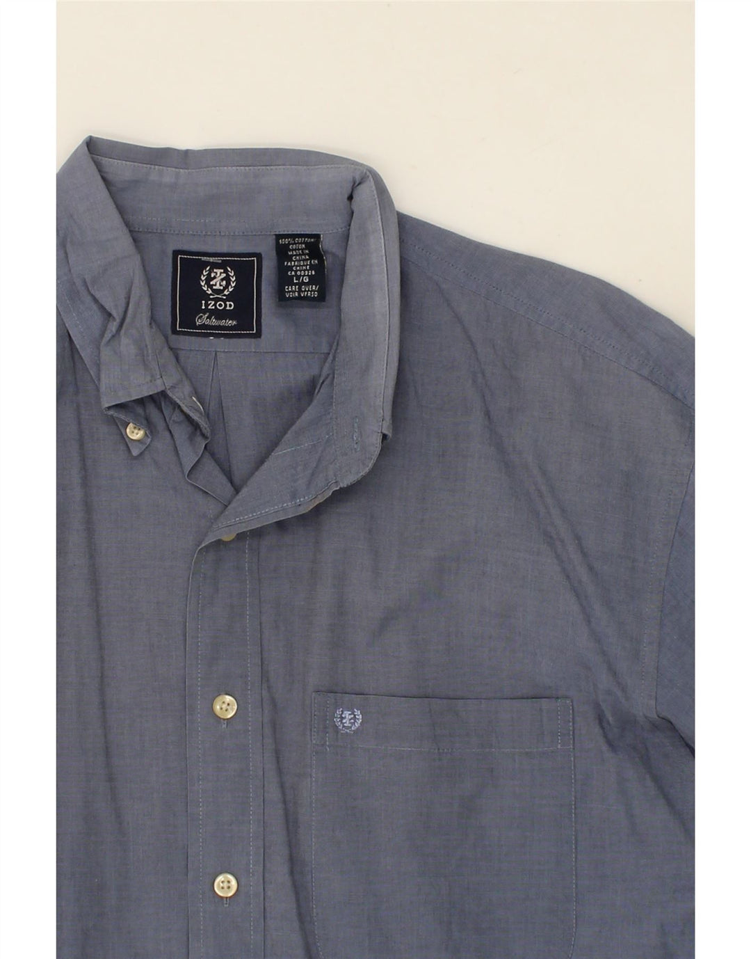 IZOD Mens Shirt Large Navy Blue Cotton Vintage Izod and Second-Hand Izod from Messina Hembry 