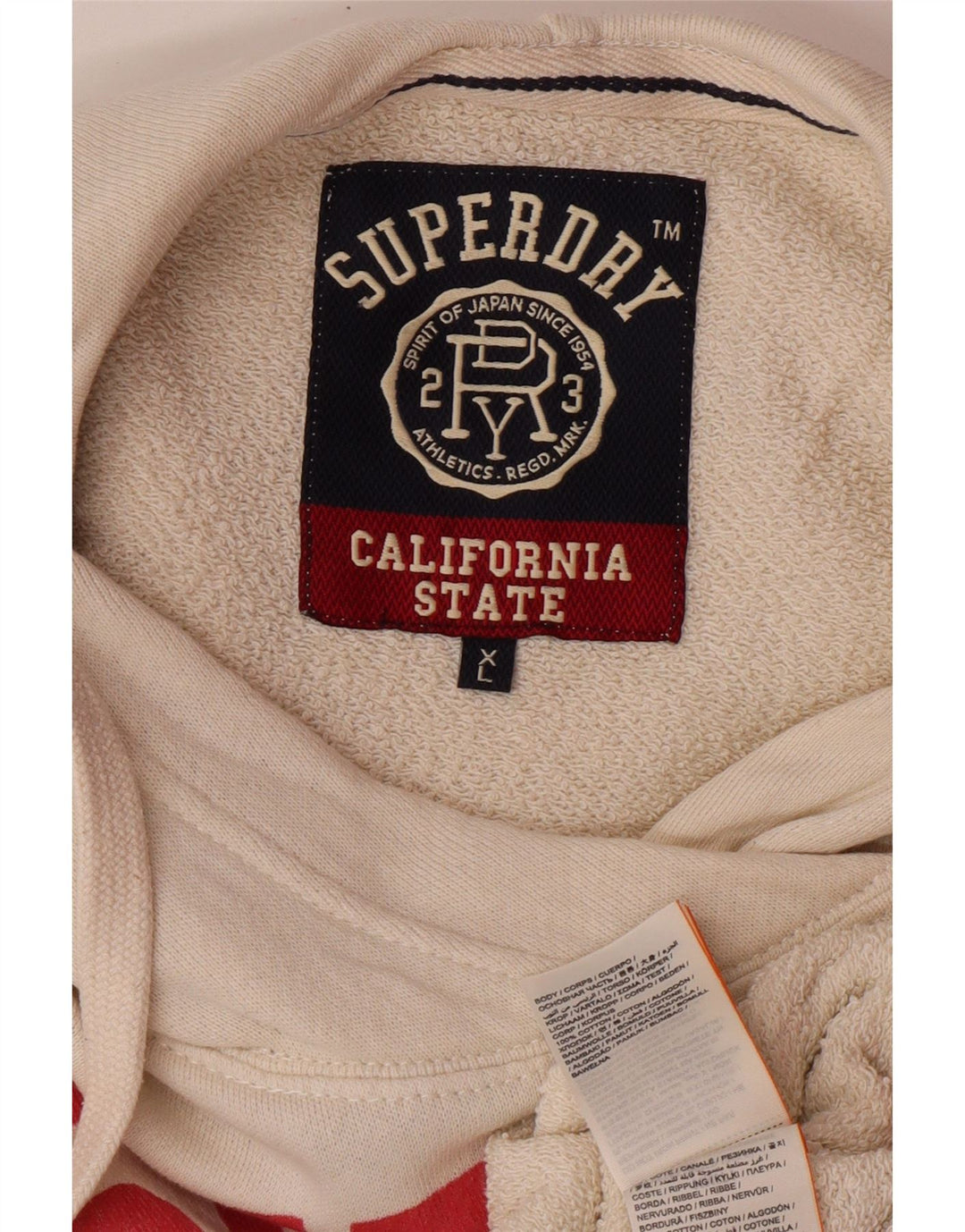 Superdry ženska majica s kapuljačom s kapuljačom UK 18 XL Off White Cotton College