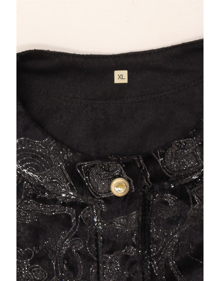 VINTAGE Womens Abstract Pattern Blouse Top UK 18 XL Black Paisley Vintage Vintage and Second-Hand Vintage from Messina Hembry 
