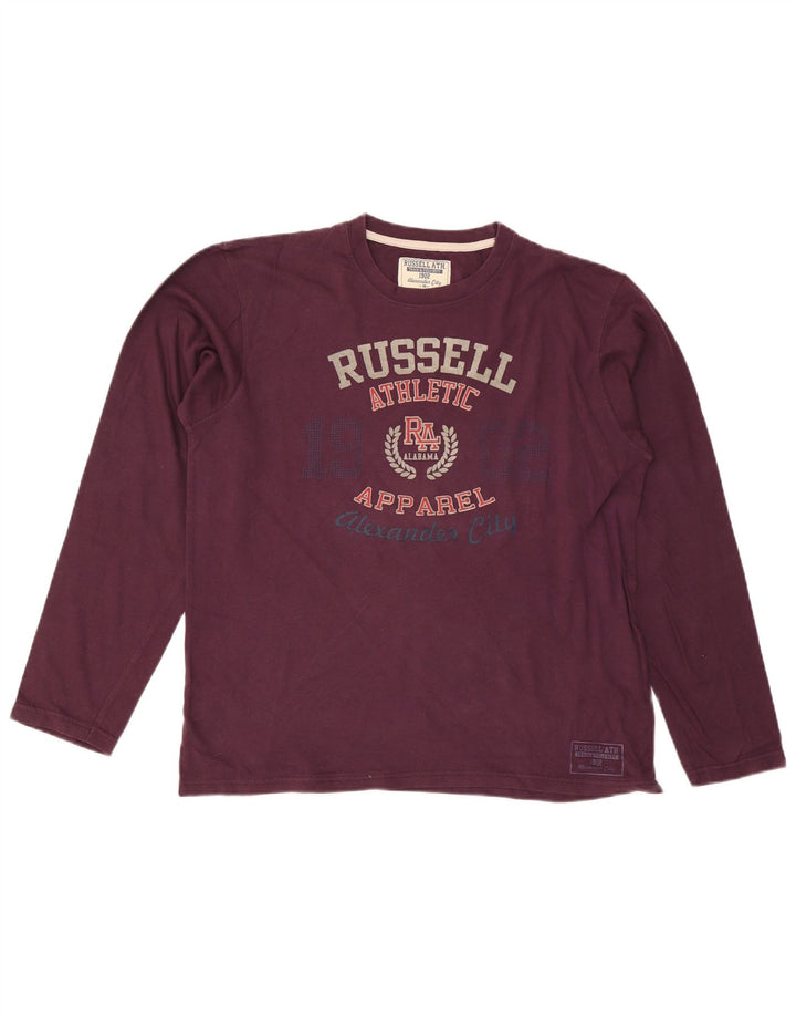 RUSSELL ATHLETIC Womens Graphic Top Long Sleeve UK 14 Medium Purple