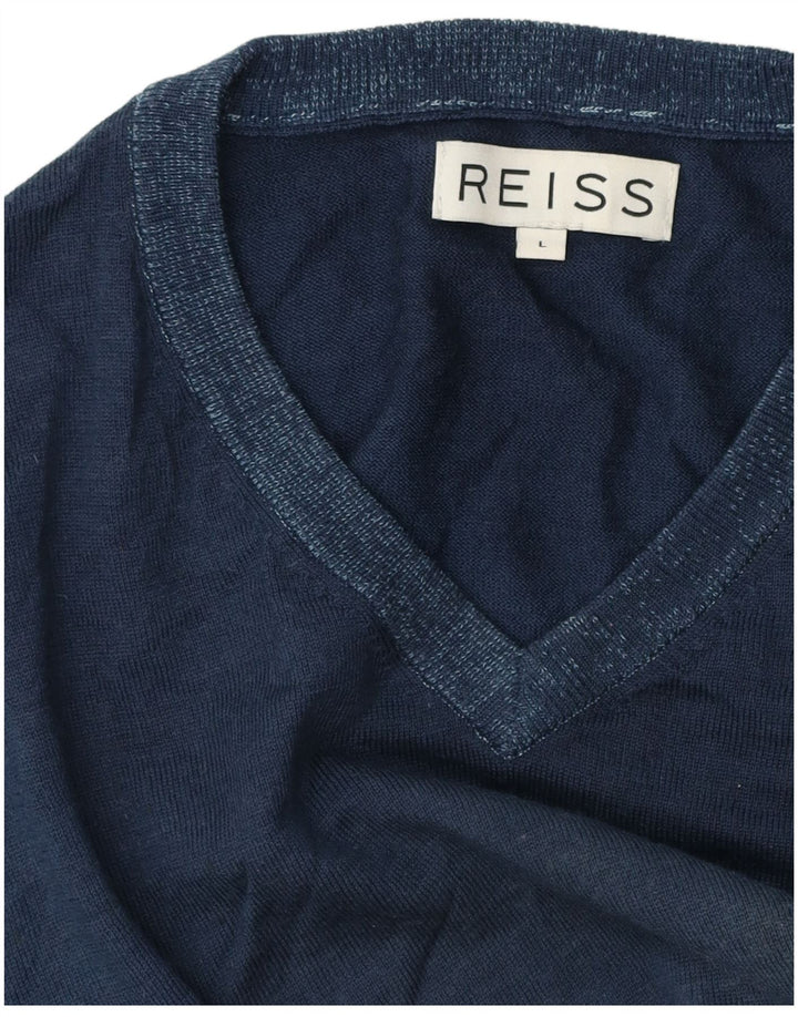 Reiss, veliki muški džemper s V-izrezom, tamnoplavi