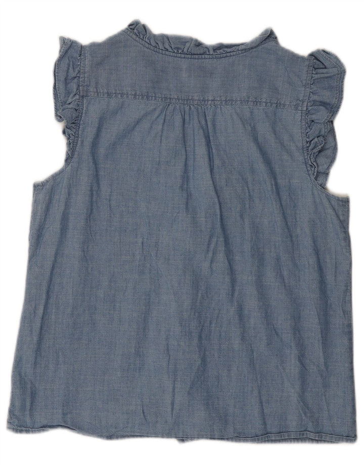 J. Crew Ženska košulja kratkih rukava s volanima UK 14 Srednje plava