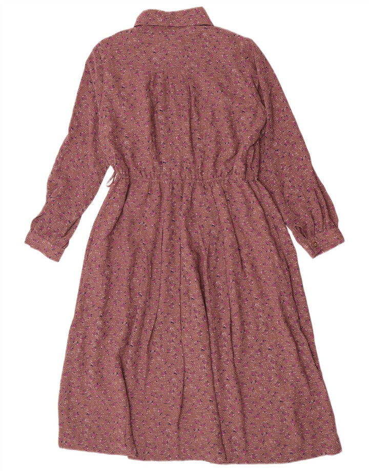 Vintage ženska maksi pulover haljina UK 12 srednje smeđa cvjetna