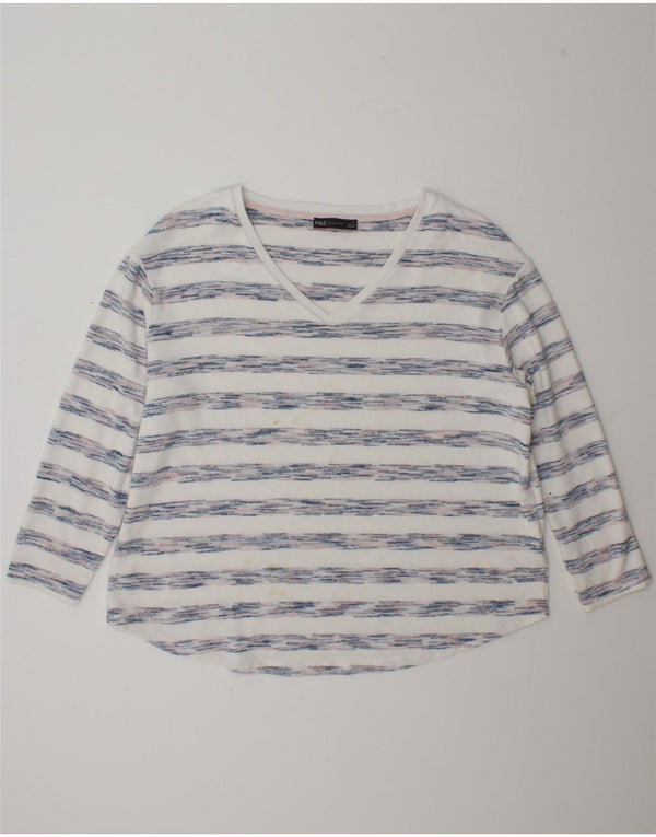 Marks & Spencer ženska majica dugih rukava UK 18 XL od bijele pruge od viskoze