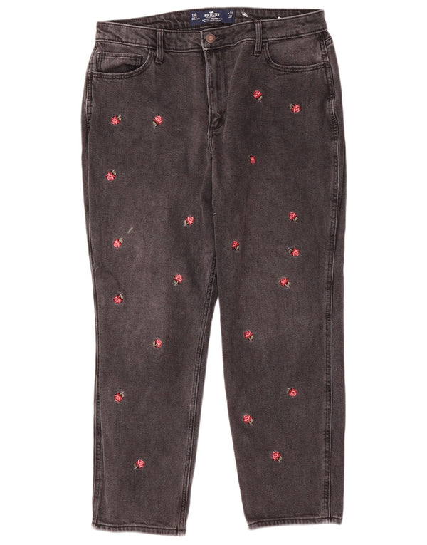 Hollister ženske sužene traperice visokog rasta US 13 Large W31 L27 sive cvjetne
