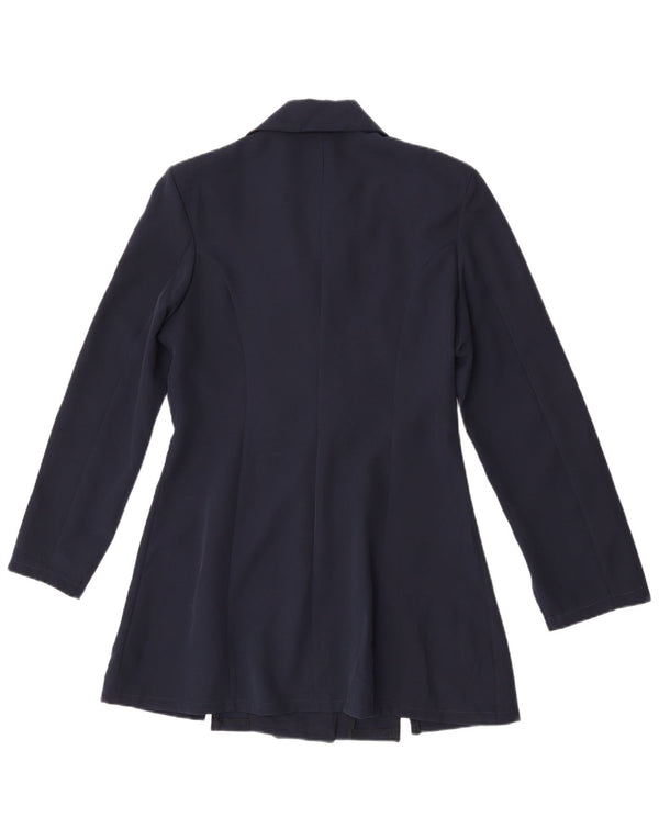 Vintage ženski kaput s dvostrukim kopčanjem UK 14 srednje tamnoplavi poliester