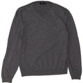 HUGO BOSS Mens Regular Fit V-Neck Jumper Sweater Small Grey Virgin Wool Vintage Hugo Boss and Second-Hand Hugo Boss from Messina Hembry 