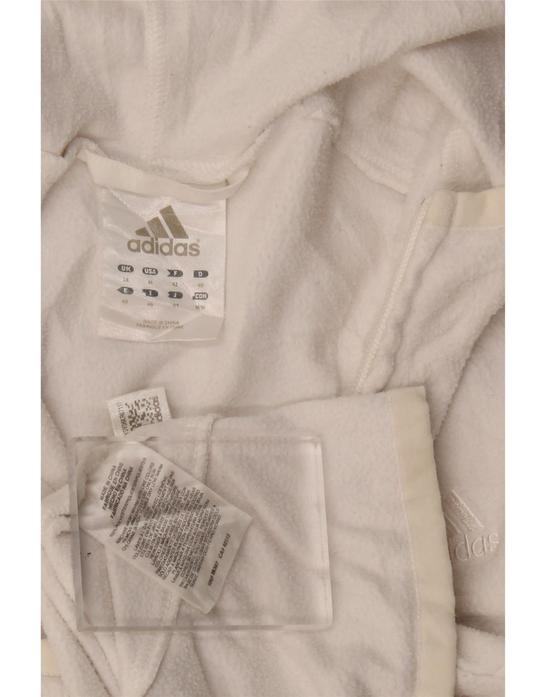 Adidas ženska jakna od flisa s kapuljačom UK 12 srednji bijeli poliester