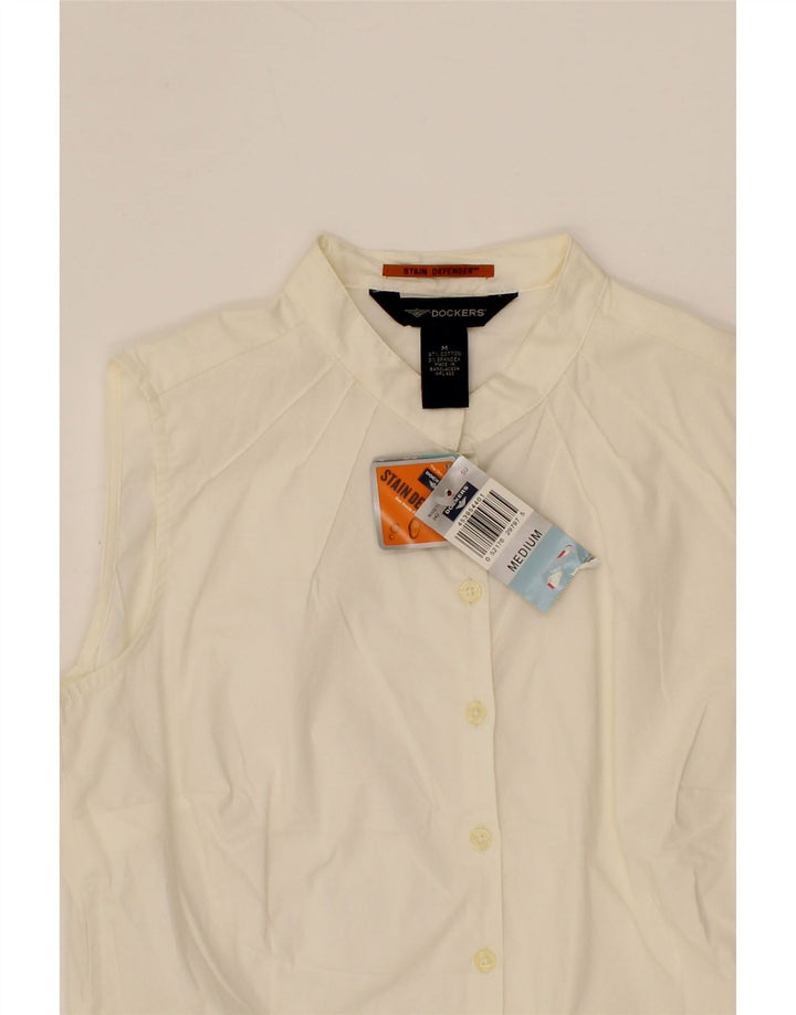 DOCKERS Womens Sleeveless Shirt UK 12 Medium Off White Cotton Vintage Dockers and Second-Hand Dockers from Messina Hembry 