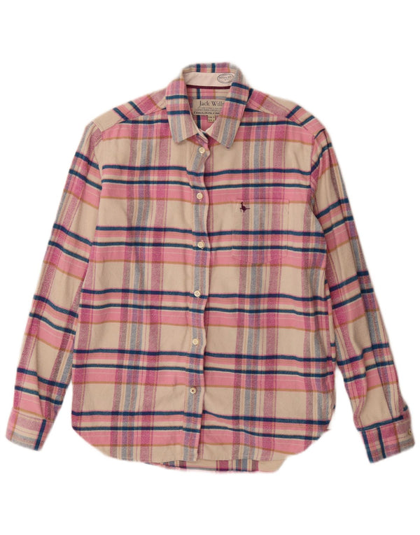 Jack Wills Ženska flanelska košulja s dugim vezom UK 10 Mali ružičasti karirani pamuk