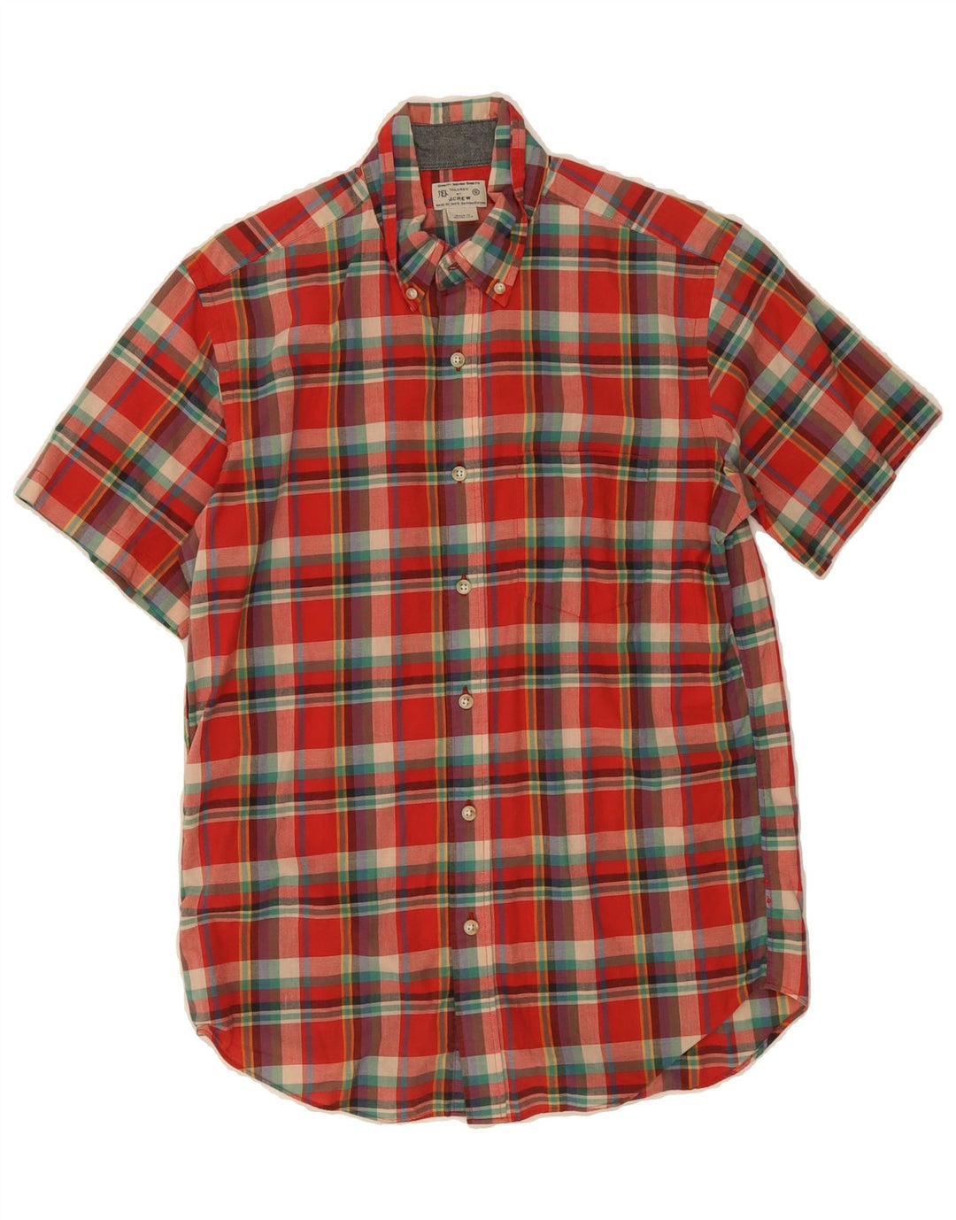 J. CREW Mens Short Sleeve Shirt Small Red Check Cotton Vintage J. Crew and Second-Hand J. Crew from Messina Hembry 