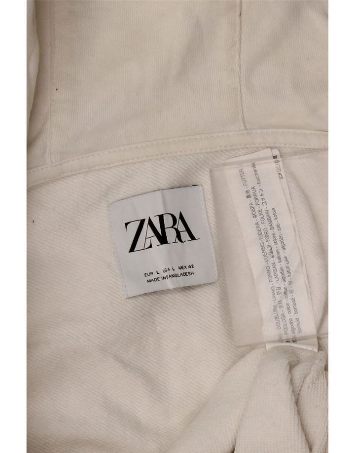 Zara muški pulover s kapuljačom na patentni zatvarač, veliki bijeli pamuk