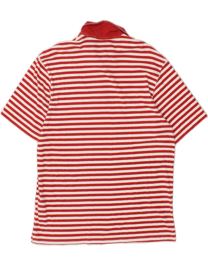 EDDIE BAUER Mens Polo Shirt Small Red Striped Cotton Vintage Eddie Bauer and Second-Hand Eddie Bauer from Messina Hembry 
