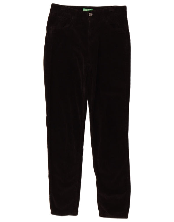 BENETTON Womens Slim Corduroy Trousers UK 8 Small W26 L27 Black Cotton