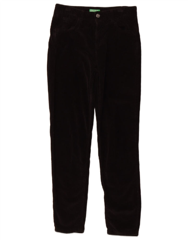 BENETTON ženske uske hlače od samta UK 8 male W26 L27 crni pamuk