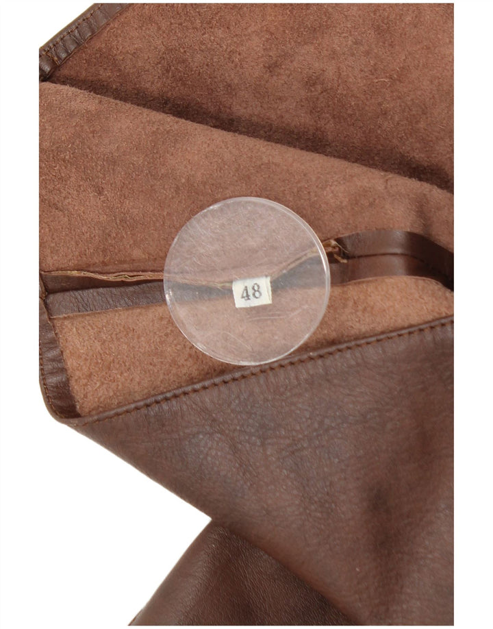 VINTAGE ženski kožni prsluk IT 48 XL smeđa koža