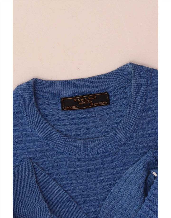 Zara muški pulover s okruglim izrezom, mali plavi