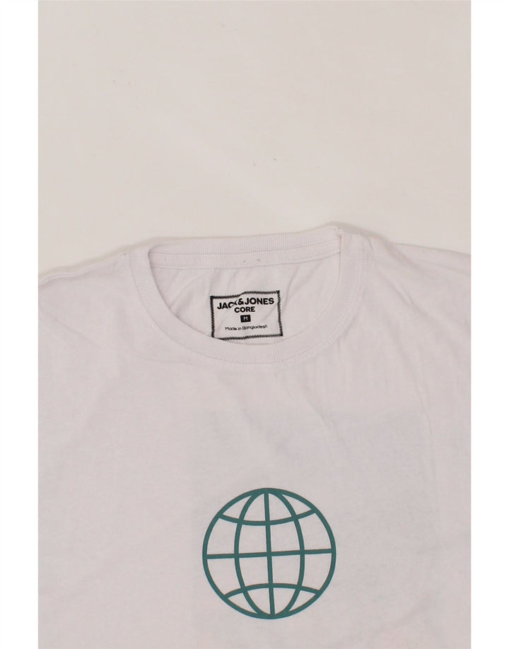 JACK & JONES Mens Graphic T-Shirt Top Medium White Cotton Vintage Jack & Jones and Second-Hand Jack & Jones from Messina Hembry 