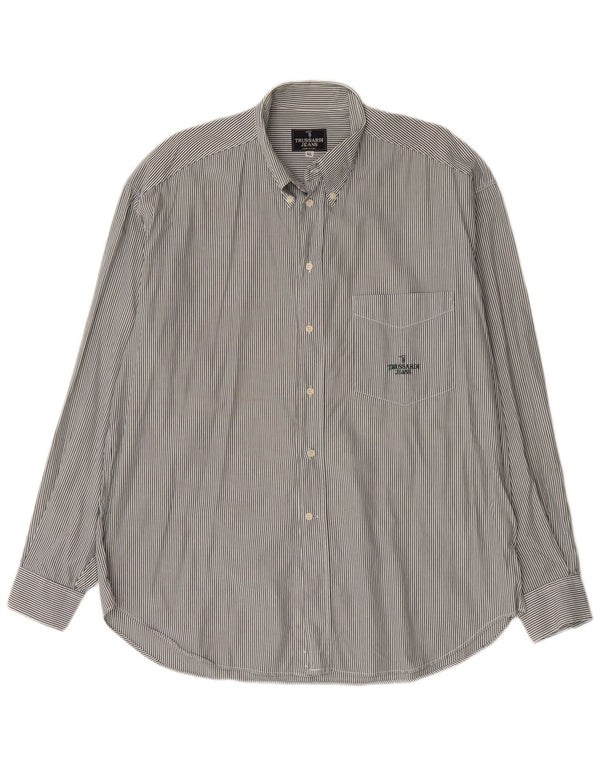 Trussardi Jeans muška košulja XL Green Pinstripe Pamuk