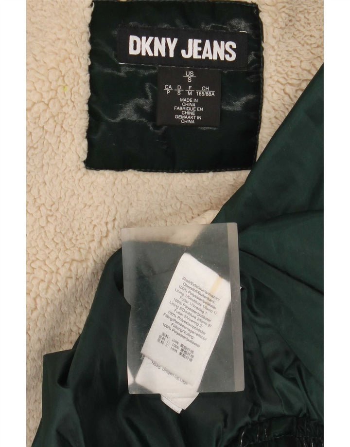 Dkny ženska prevelika podstavljena jakna s kapuljačom UK 10 Mali zeleni poliester