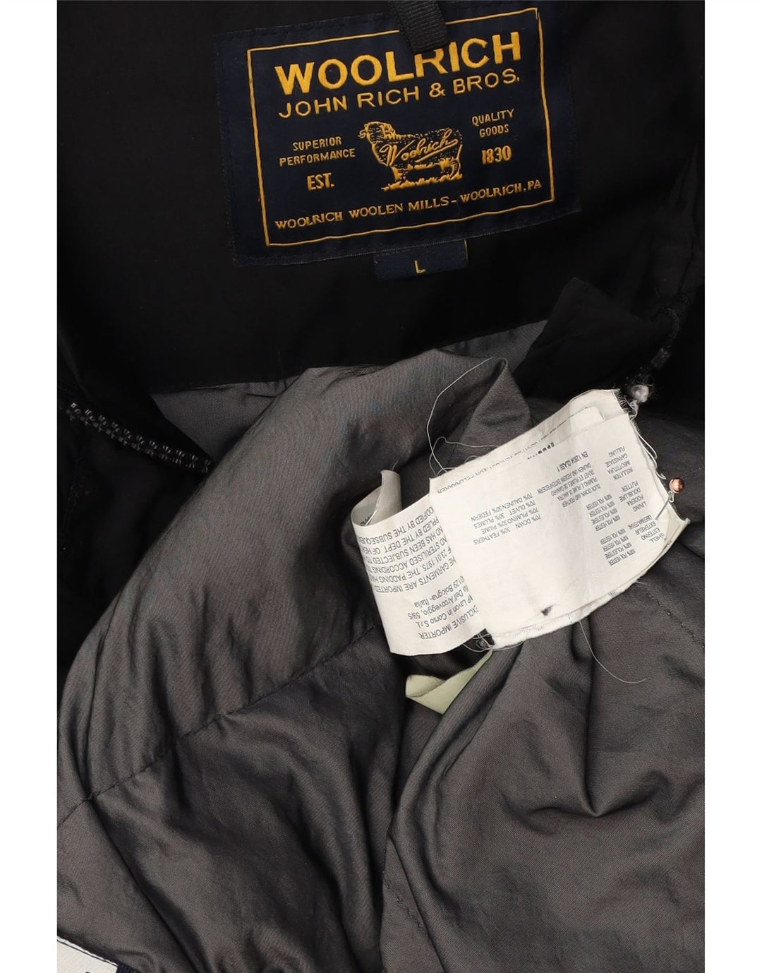 WOOLRICH Ženski podstavljeni kaput s kapuljačom UK 16 Veliki crni poliester