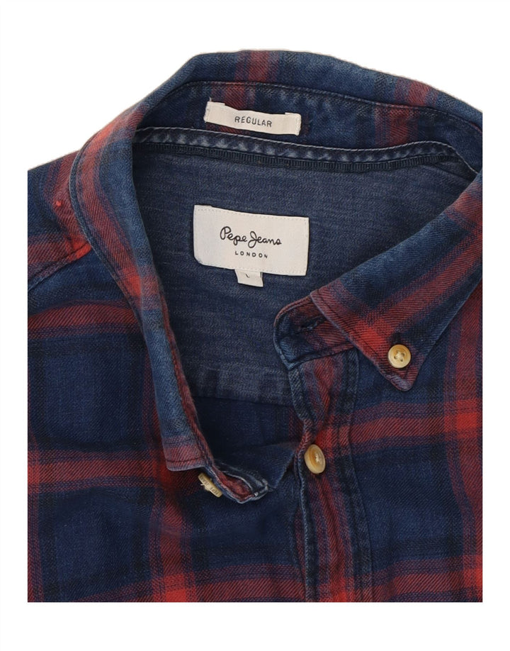 PEPE JEANS Mens Shirt Large Blue Check Cotton Vintage PEPE Jeans and Second-Hand PEPE Jeans from Messina Hembry 