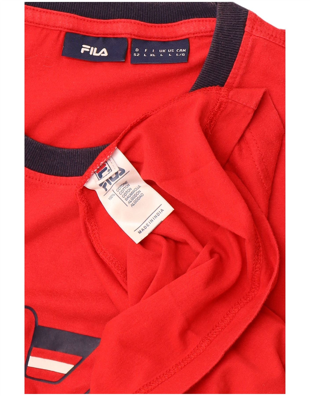 FILA Mens Graphic T-Shirt Top Large Red Cotton