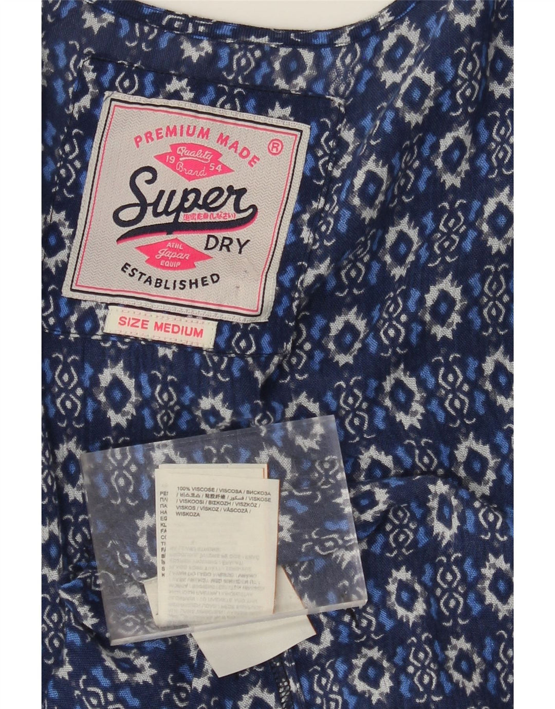 SUPERDRY Ženski dugi kardigan s 3/4 rukava UK 14 Srednje plavi paisley