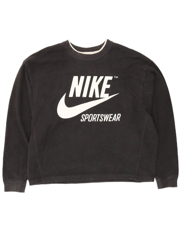 Nike Ženska prevelika majica s kratkim rukavima UK 14 Srednje crni pamuk
