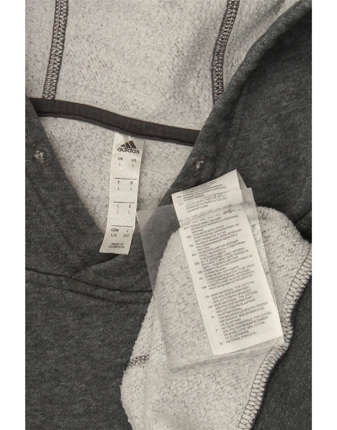 ADIDAS muška majica s kapuljačom, veliki sivi pamuk