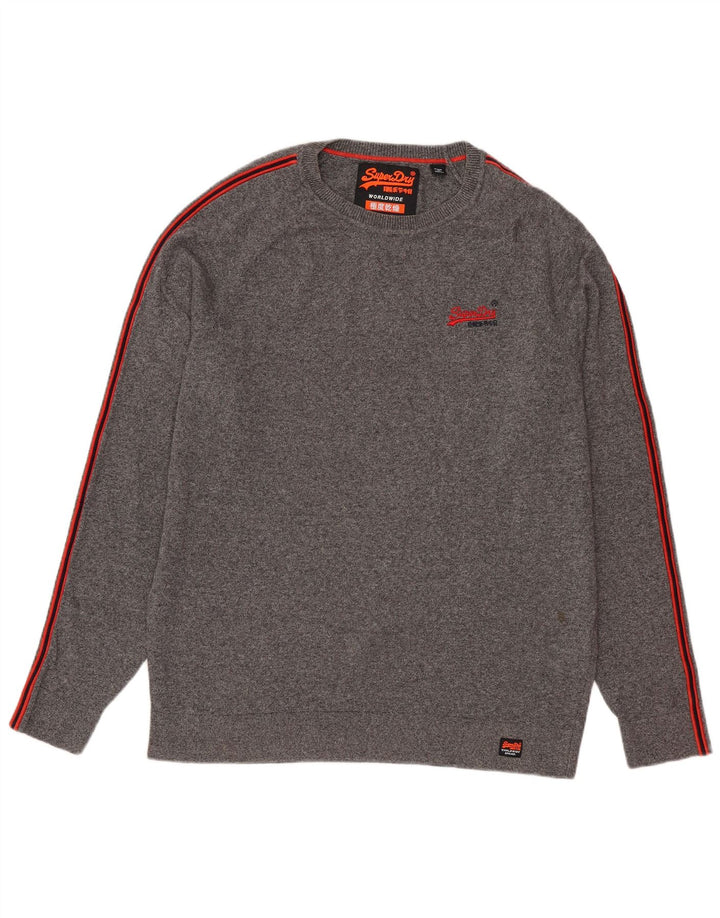 SUPERDRY muški pulover s okruglim izrezom Veliki sivi pamuk