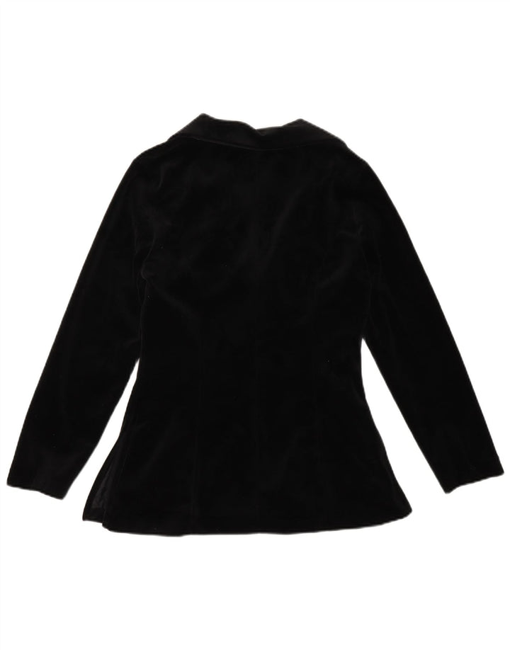 VINTAGE Ženska baršunasta jakna s jednim gumbom UK 12 Srednje crna
