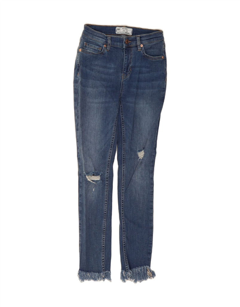 FREE PEOPLE Womens Distressed Skinny Jeans W25 L26  Blue Cotton Vintage Free People and Second-Hand Free People from Messina Hembry 