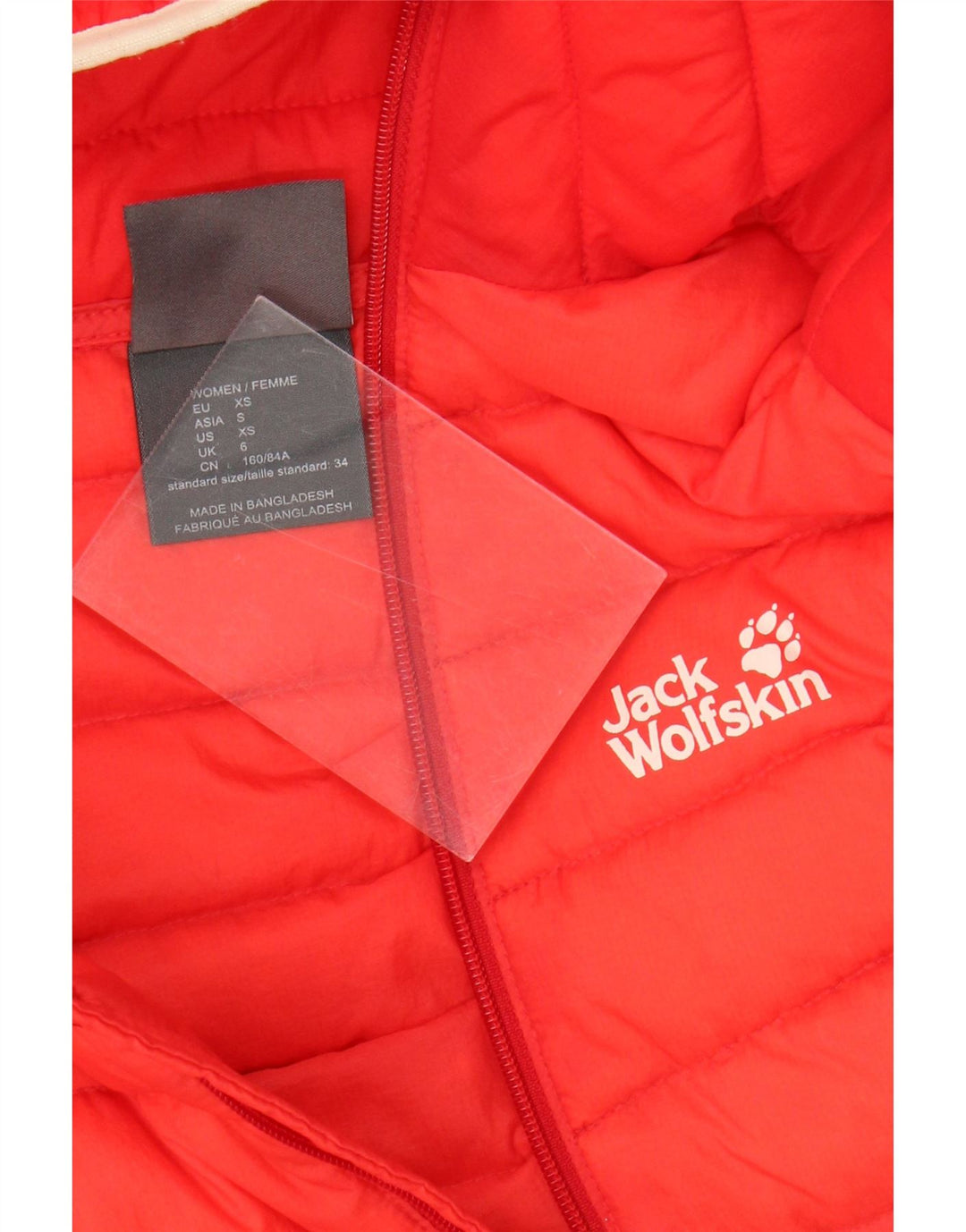 Jack Wolfskin ženska podstavljena jakna s kapuljačom UK 6 XS Red Colourblock poliamid