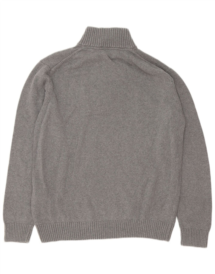 Gant muški pulover s izrezom i patentnim zatvaračem 2XL sivi pamuk