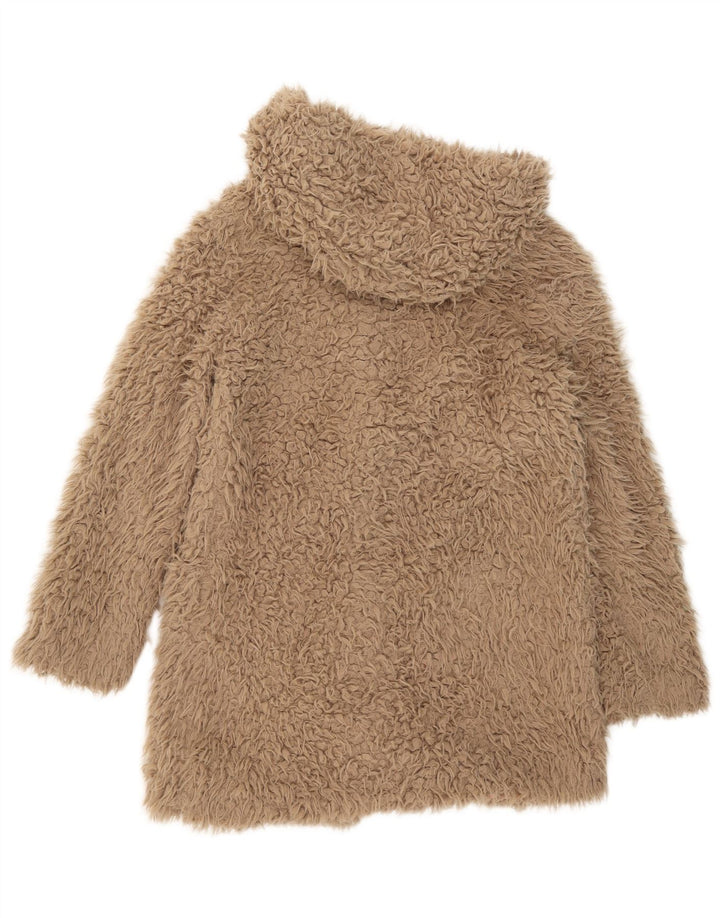 Zara ženski kaput Teddy Bear s kapuljačom UK 14 srednje smeđi poliester