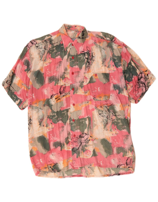 Vintage muška grafička majica kratkih rukava Srednje ružičasta Tie Dye Viskoza Plaža