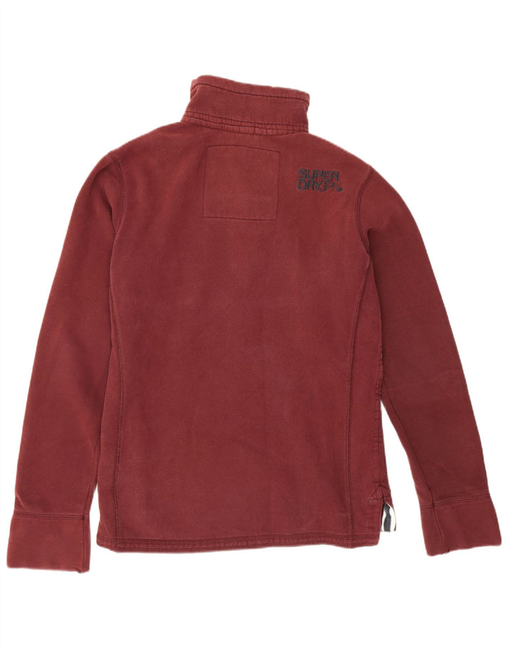 Superdry muška dukserica s dugmadima i izrezom Srednji bordo pamuk