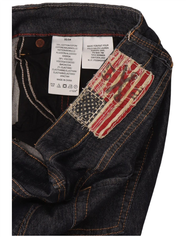 Ženske ravne traperice Ralph Lauren W32 L33 tamnoplavi pamuk