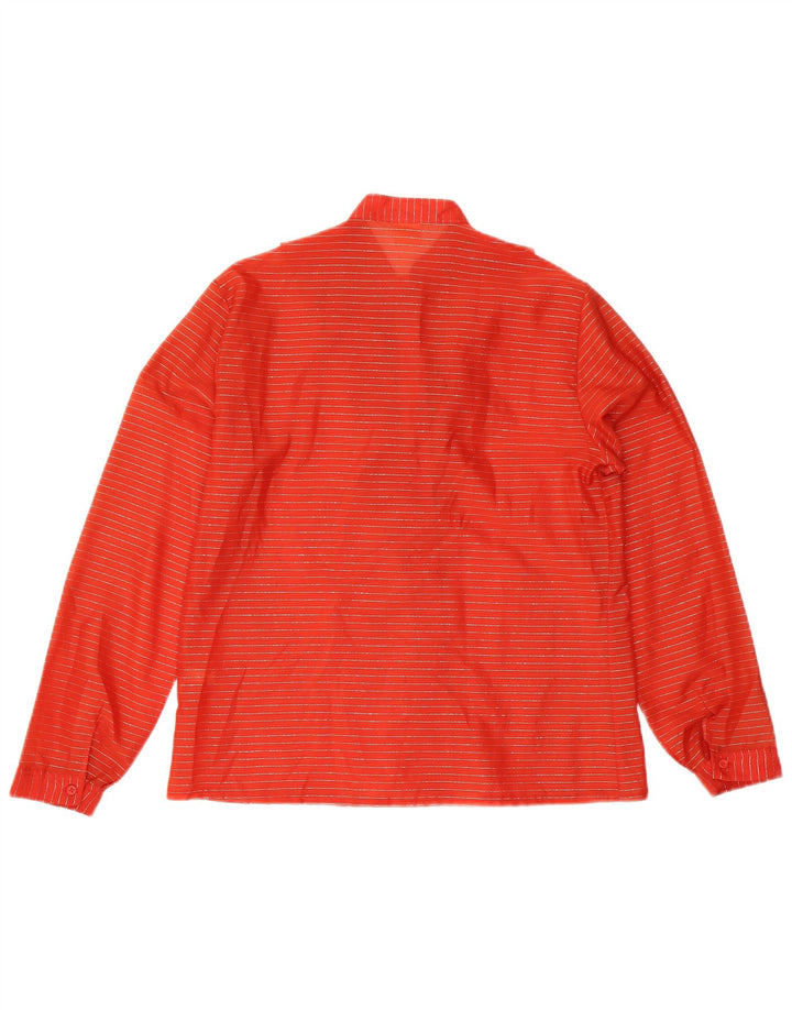 Vintage gornji dio ženske bluze s volanima IT 48 XL na crvene pruge od poliestera
