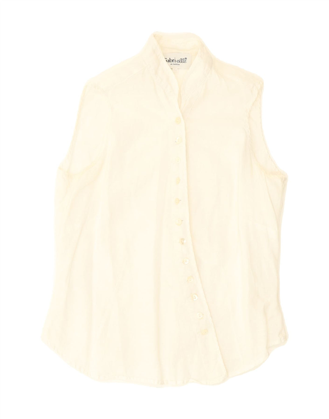 GABRI ELLE LA CAMICIA  Womens Sleeveless Shirt Blouse IT 44 Medium White Vintage Gabri elle La Camicia and Second-Hand Gabri elle La Camicia from Messina Hembry 
