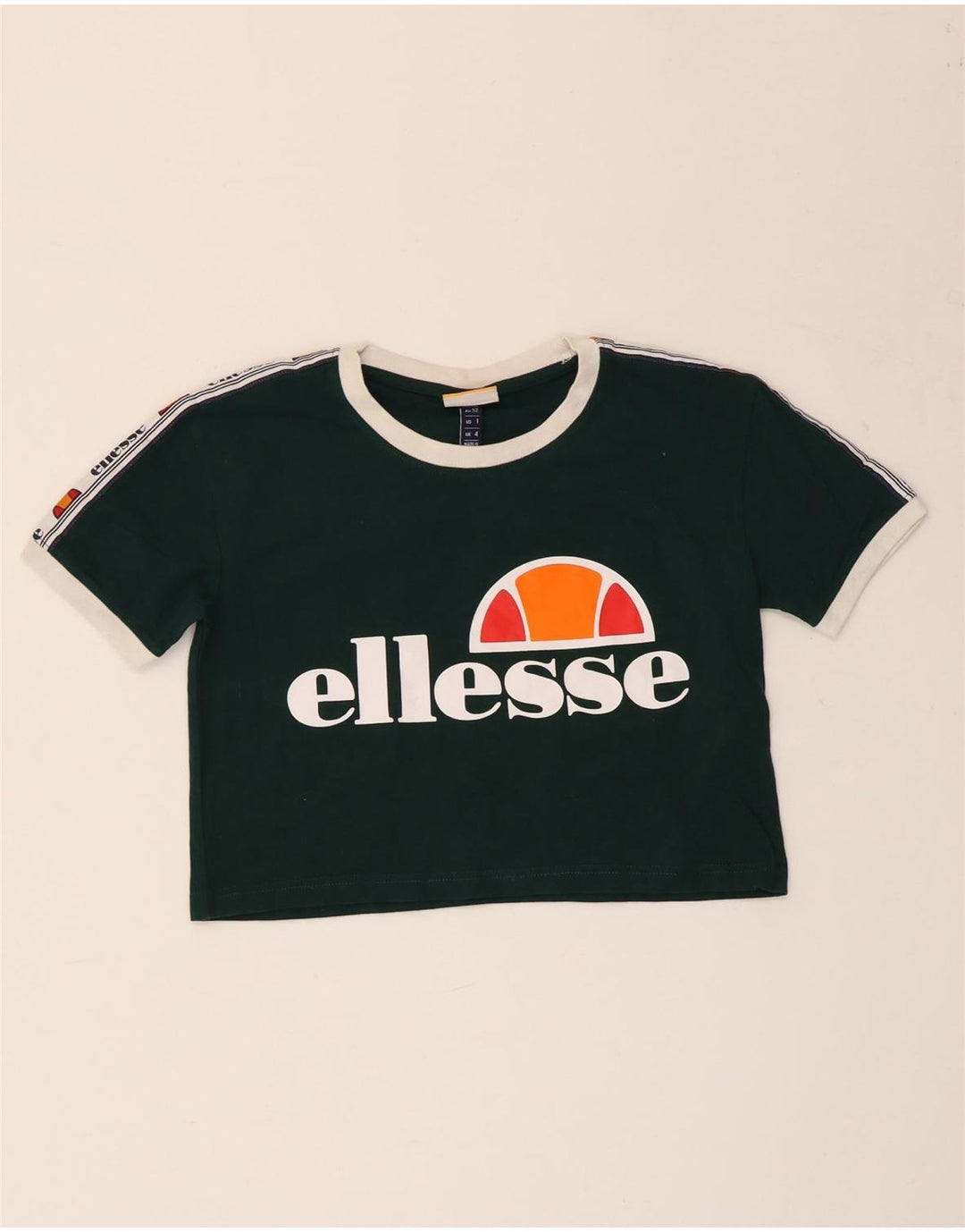 ELLESSE Ženska skraćena majica kratkih rukava UK 4 XS Zeleni pamuk
