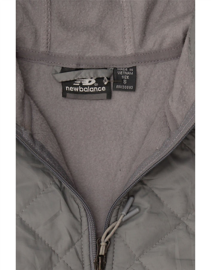 NEW BALANCE Womens Hooded Fleece Jacket UK 10 Small Grey Polyester Vintage New Balance and Second-Hand New Balance from Messina Hembry 
