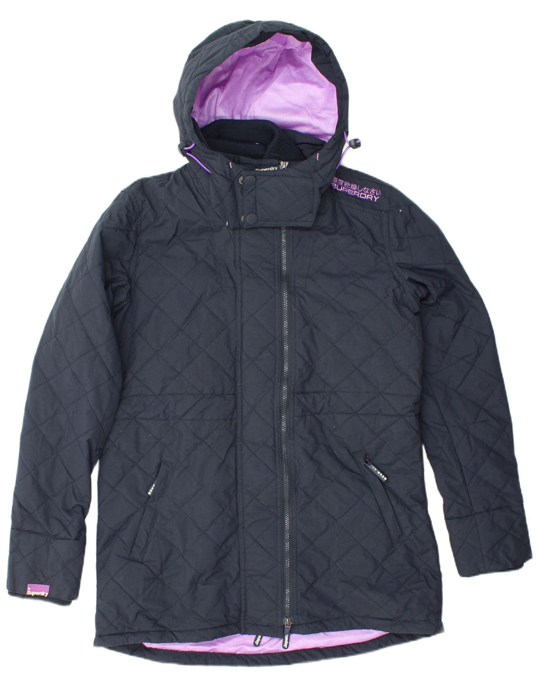 SUPERDRY ženska jakna parka s kapuljačom Windparka UK 18 XL tamnoplavi najlon