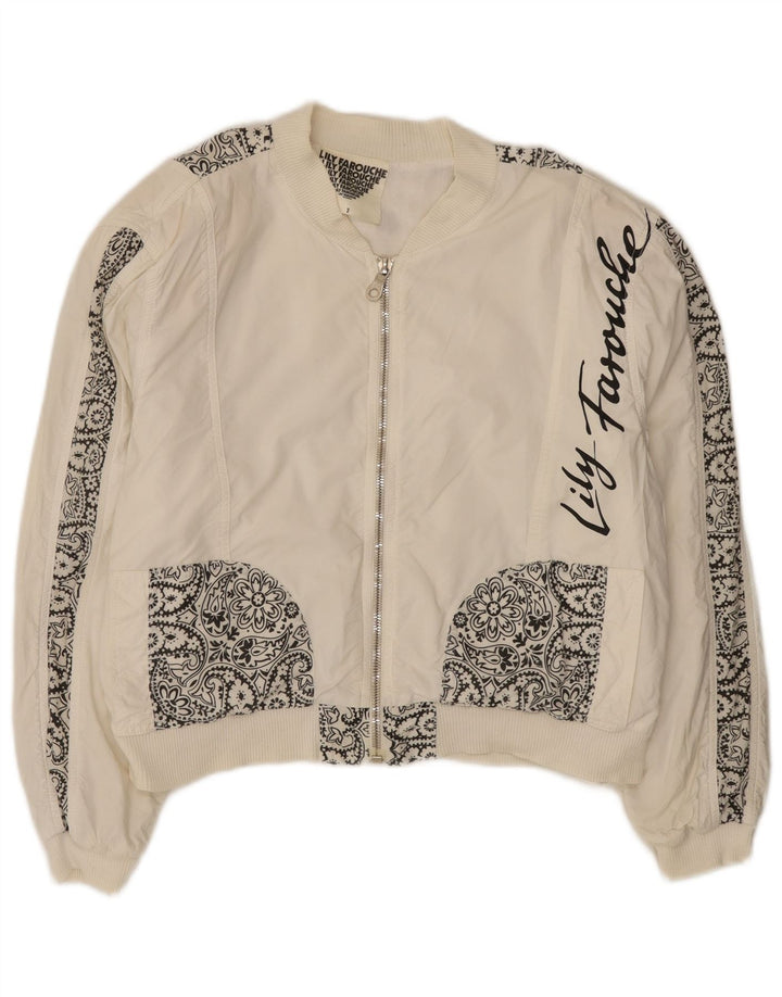Lily Farouche Ženska prekomjerna bomber jakna US 2 XS s bijelim paisley motivom