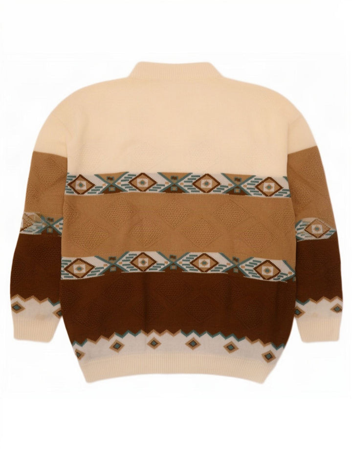 Vintage muški džemper s kornjačevim ovratnikom XL višebojni geometrijski